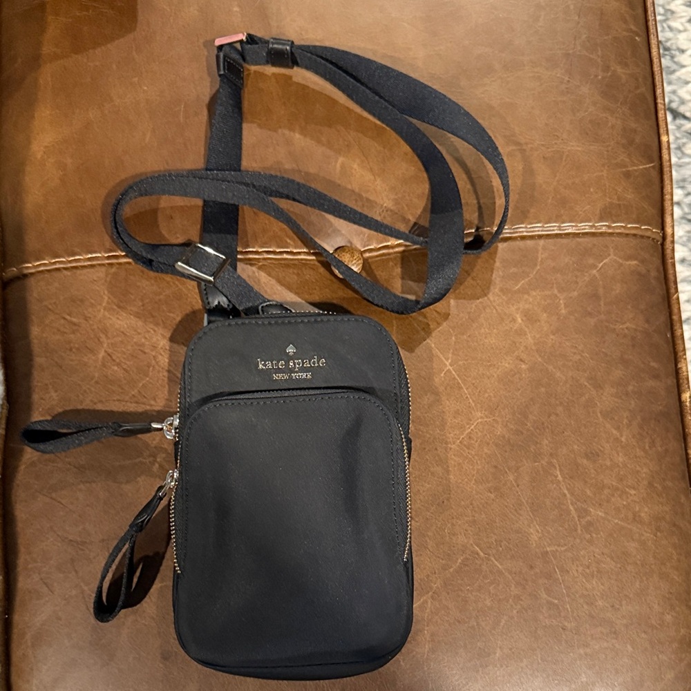 Kate Spade New York Chelsea North South dual zip phone crossbody in black nylon